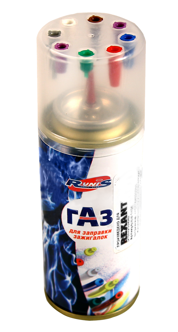 Газ для зажигалок Rexant, 8 переходников, 140 мл