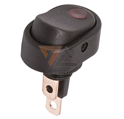 Выключатель клавишный черный овальный с красной подсветкой 12V 30A (3с) On-Off (RWB-523, ASW-20D-2)