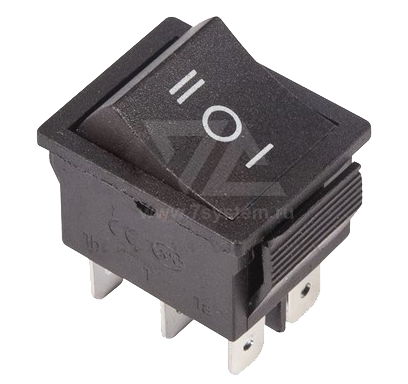 Выключатель клавишный черный с нейтралью 250V 15A (6c) On-Off-On (RWB-508, SC-767)