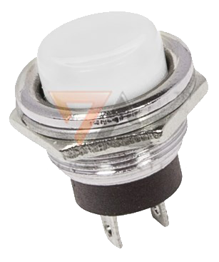 Выключатель-кнопка металл 220V 2А (2с) ON-OFF, белая, d=16.2 мм (RWD-306)