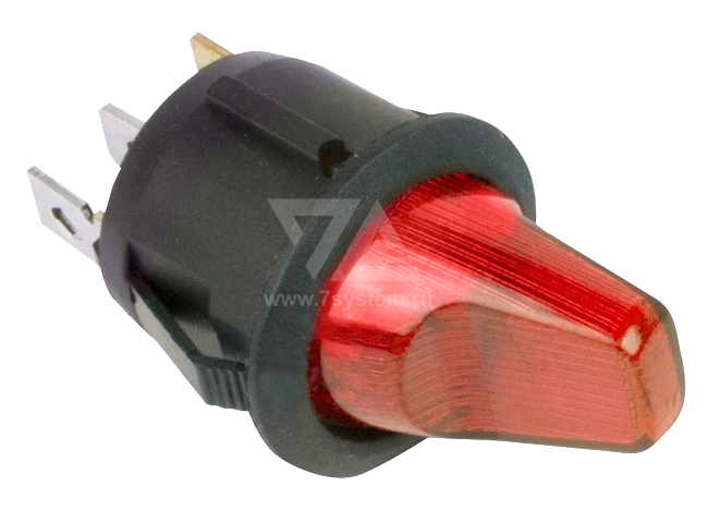 Выключатель SC-214 круглый красный с подсветкой 12V 10A