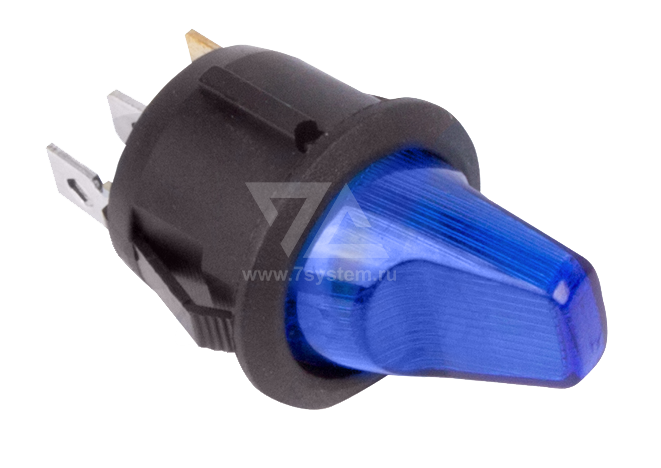Выключатель SC-214 круглый синий с подсветкой 12V 10A