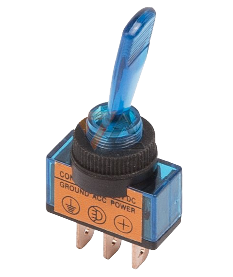 Тумблер однополюсный 12V 20А (3c) ON-OFF с синей подсветкой (ASW-13D)