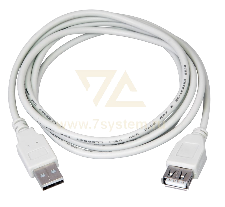 Шнур USB A(штекер) - USB A(гнездо) 5 мм Rexant, серый, 3 м