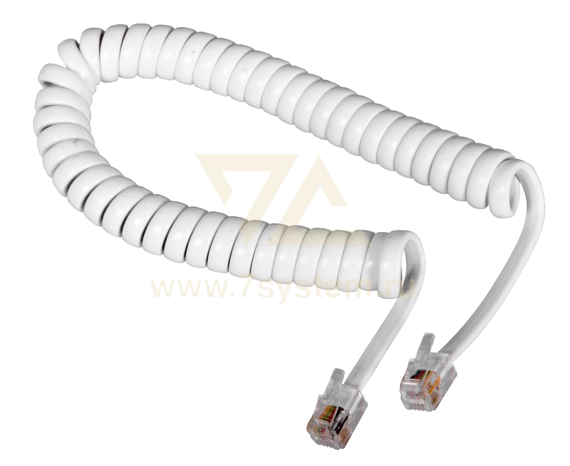 Шнур телефонный витой трубочный 2 м Rexant, белый