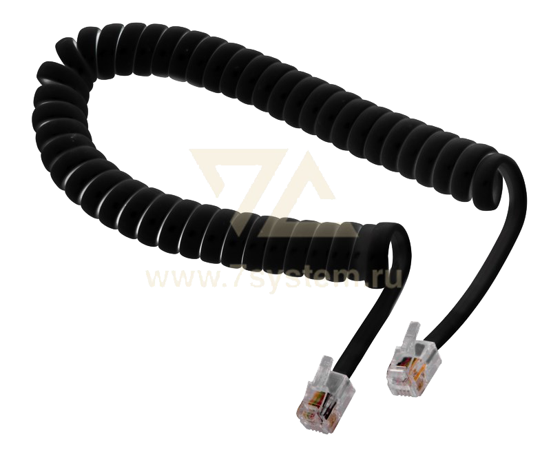 Шнур телефонный витой трубочный 2 м Rexant, черный