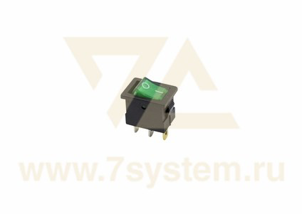 Выключатель клавишный зеленый с подсветкой 12V 15A (3c) On-Off Mini (RWB-206-1, SC-768)