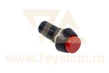 Выключатель-кнопка 250V 1А (2с) ON-OFF, б/фикс, красная (PBS-11В)