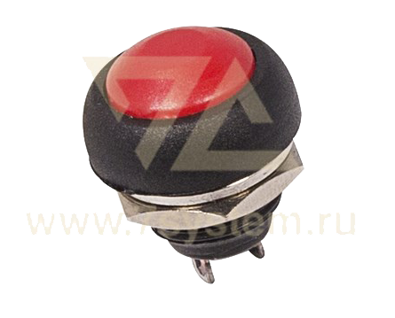 Выключатель-кнопка 250V 1А (2с) ON-OFF, б/фикс, красная Micro (PBS-33В)