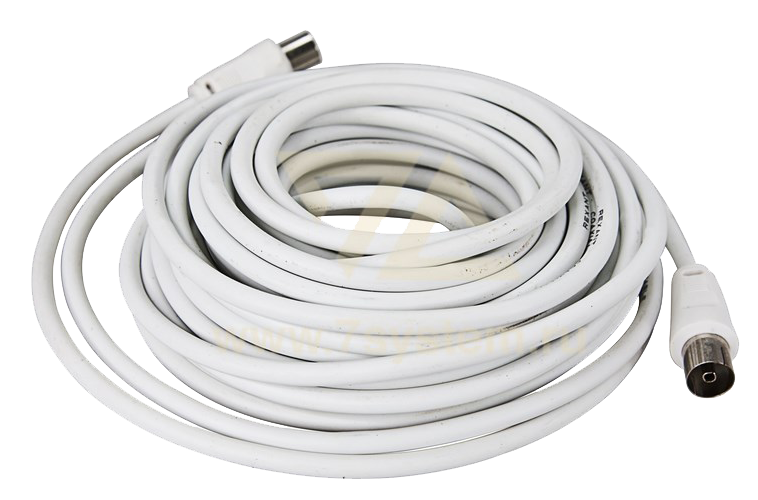 Шнур ТВ(штекер) - ТВ(гнездо) Rexant, белый, 10 м