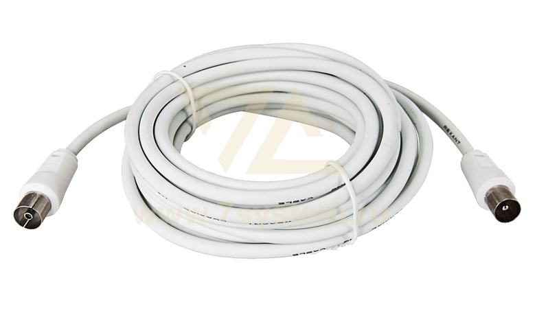 Шнур ТВ(штекер) - ТВ(гнездо) Rexant, белый, 5 м