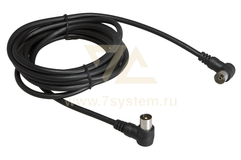 Шнур ТВ(штекер) угловой - ТВ(гнездо) угловой 5 мм Rexant, черный, 1.5 м