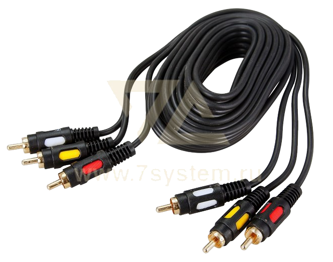 Шнур 3 RCA - 3 RCA 3.5 мм GOLD Rexant, премиум, 3 м