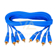 Шнур 4 RCA - 4 RCA 5 мм GOLD синий Rexant, 2 м - 