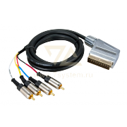 Шнур SCART - 4 RCA GOLD металл Rexant, премиум, 1.5 м - 