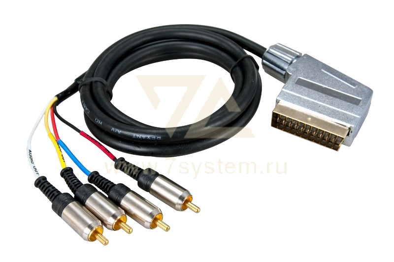 Шнур SCART - 4 RCA GOLD металл Rexant, премиум, 3 м