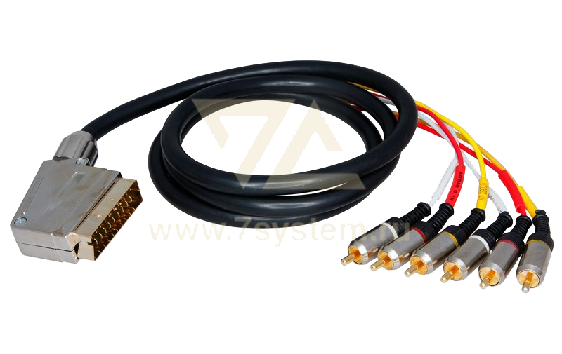 Шнур SCART - 6 RCA GOLD металл Rexant, премиум, 1.5 м