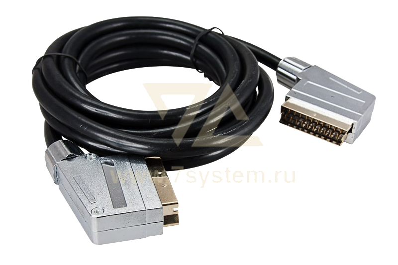 Шнур SCART - SCART 21pin 5 мм GOLD металл Rexant, премиум, 5 м