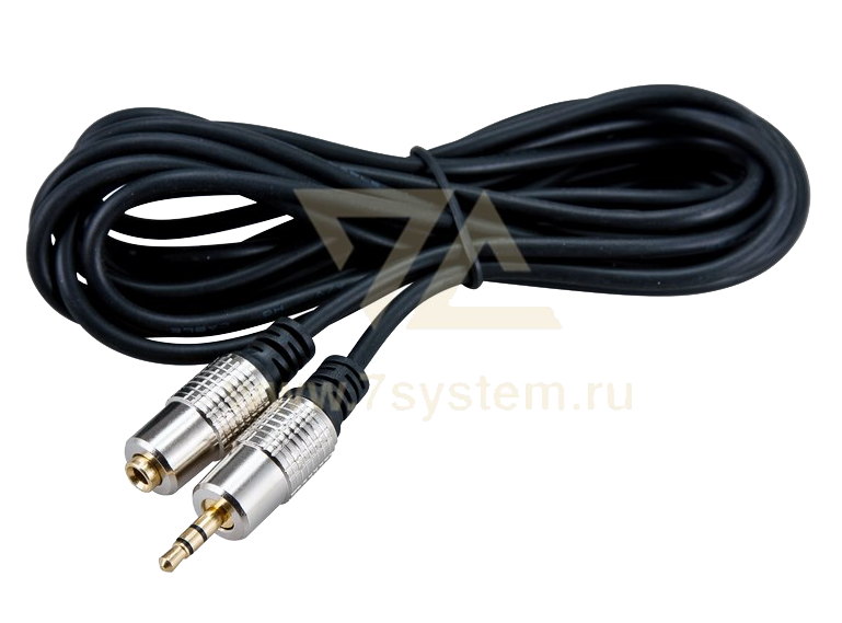 Шнур TRS(штекер) 3.5 мм - TRS(гнездо) 3.5 мм металл GOLD Rexant, 1.5 м