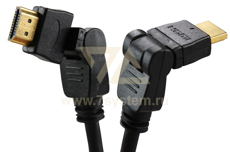 Шнур HDMI(угловой360) - HDMI(угловой360) GOLD Rexant, с фильтром, 2 м