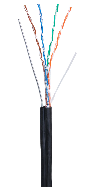 Кабель UTP 4PR 24AWG CAT5e Netlan, с тросом, наружный, 305 м
