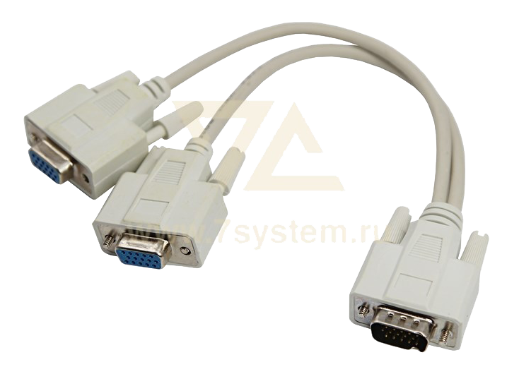 Переходник VGA (штекер) - 2 VGA (гнездо) Rexant, серый провод