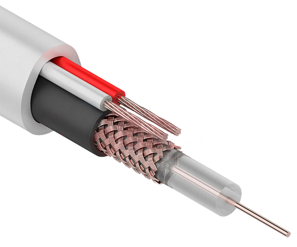 Кабель видеонаблюдения КВК-В D=2 x 0.75 мм2 Rexant, белый, 200 м