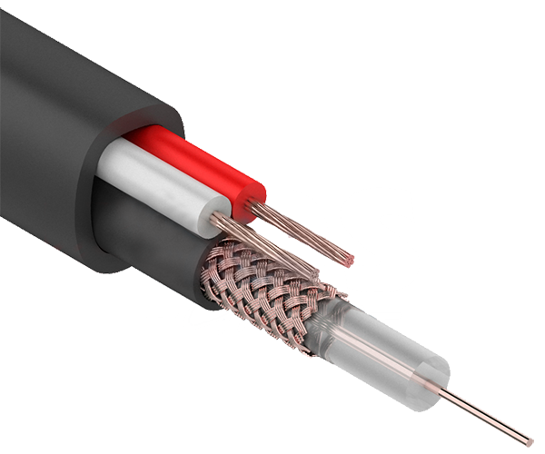 Кабель видеонаблюдения КВК-П D=2 x 0.75 мм2 Rexant, наружный, черный, 200 м