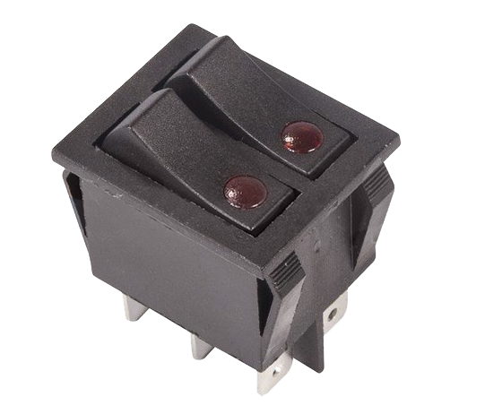 Выключатель SC-797 двойной черный с подсветкой (6с)