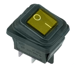 Выключатель клавишный желтый с подсветкой и влагозащитой 250V 15А (4с) On-Off (RWB-507)