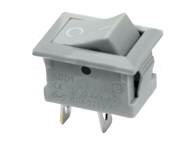 Выключатель клавишный серый 250V 6A (2c) On-Off Mini (RWB-201, SC-768)