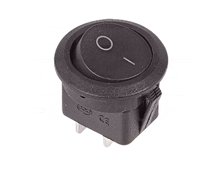 Выключатель клавишный черный круглый 250V 6А (2с) On-Off (RWB-212, SC-214, MRS-102-8)