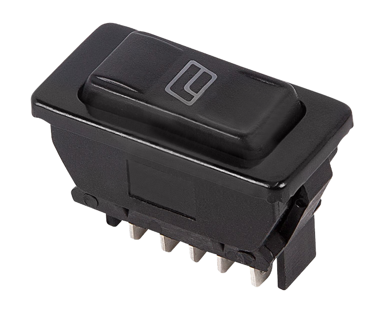 Выключатель клавишный черный с подсветкой 12V 20А (5с) On-Off-On (ASW-02D)