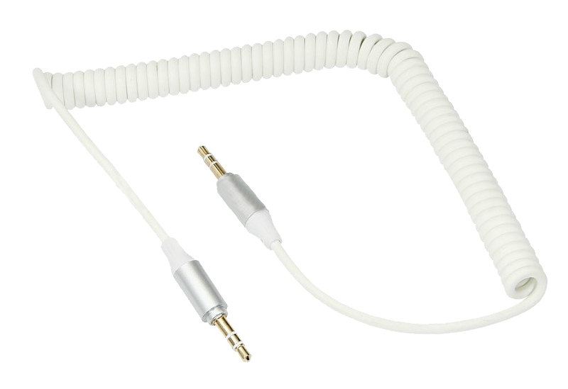 Кабель спираль Aux, белый, 1 м