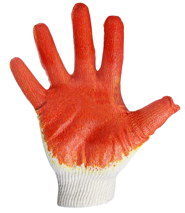 Перчатки Х/Б с латексным покрытием, 5 нитей, красные, пара