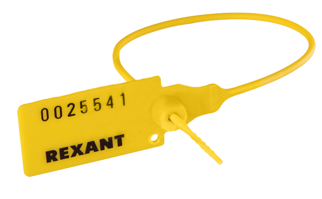 Пломба пластиковая номерная Rexant, 220 мм, желтая