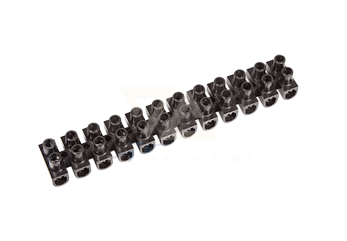 Колодка клеммная винтовая КВ-12 Rexant, 12 мм2, линейка 12 шт, 16 А, полипропилен, черный