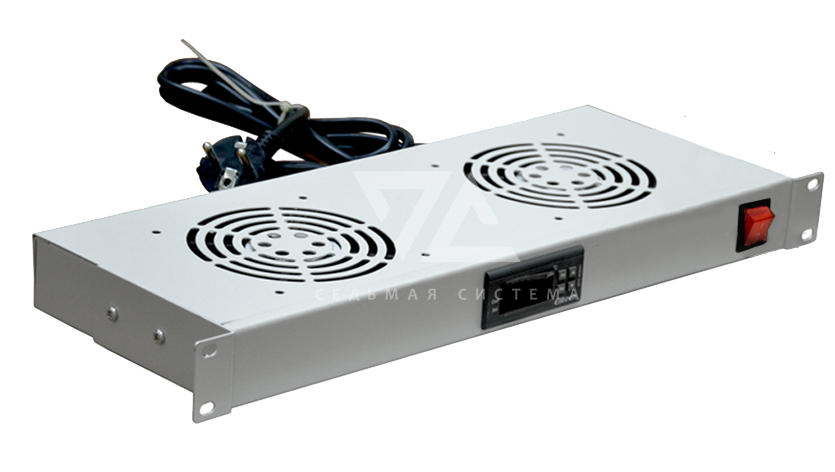 Модуль вентиляторный 19" 1U Премиум, 2 вентилятора c термостатом, переднее крепление