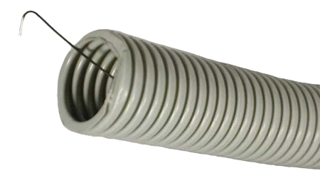 Труба гофрированная 32 мм / 24.5 мм, серая, самозатухающий ПВХ, протяжка, 50 м