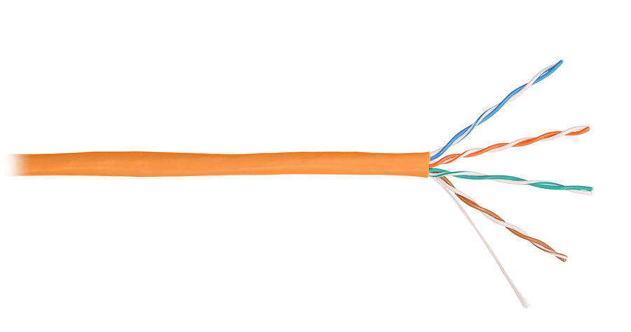Кабель UTP 4PR 24AWG CAT5e Nikolan, LSZH, оранжевый, 305 м