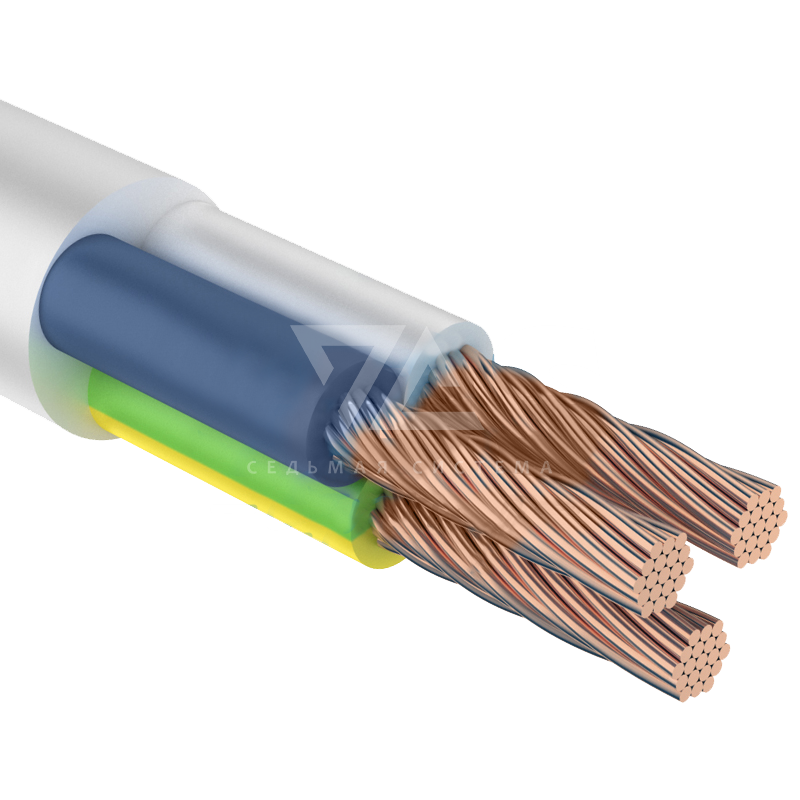 Провод соединительный ПВС 3 x 2.5 ГОСТ, белый, 100 м