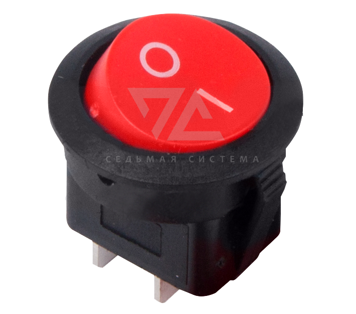 Выключатель клавишный красный круглый 250V 6А (2с) On-Off (RWB-213, SC-214, MRS-102-8)