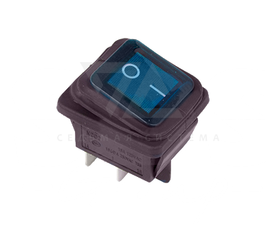Выключатель клавишный синий с подсветкой и влагозащитой 250V 15А (4с) On-Off (RWB-507)