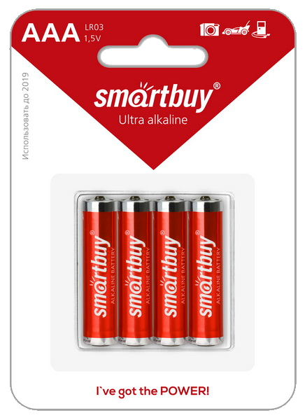 Элемент питания алкалиновый AAA 1, 5 В LR03/4BL (48/480) Smartbuy