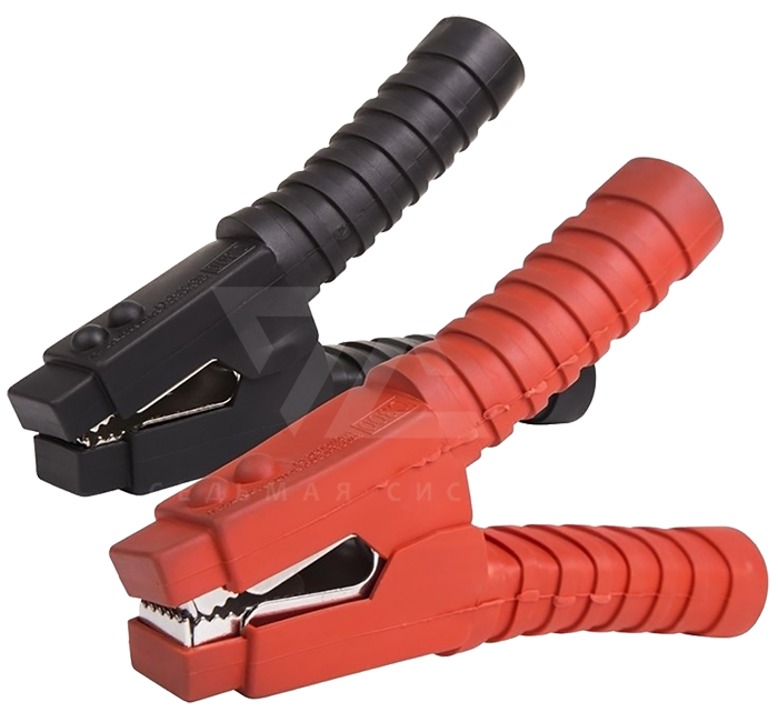 Зажим "крокодил" Rexant, 200 мм, 500 А, красный/черный