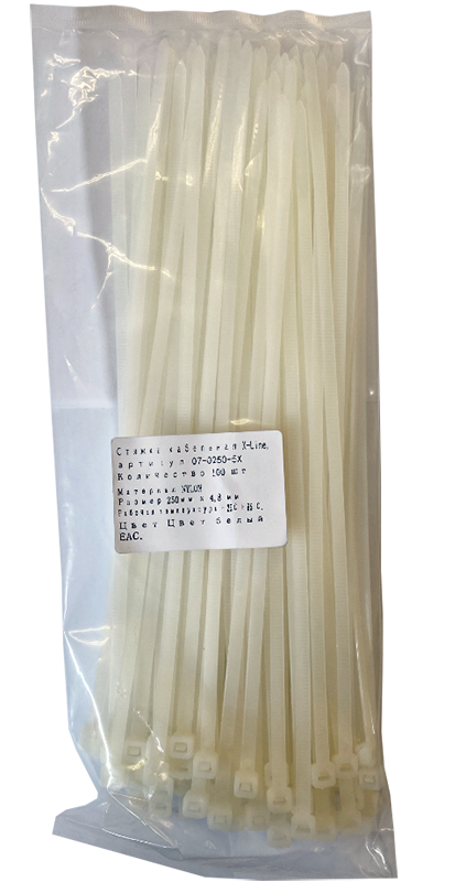 Хомут 250 мм x 4.8 мм X-Line, белый, 100 шт