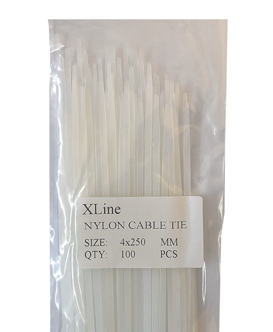 Хомут 250 мм x 4 мм X-Line, белый, 100 шт