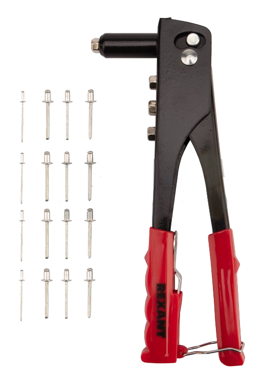 Заклепочник 240 мм Rexant, 60 заклепок 2.4-4.8 мм в комплекте