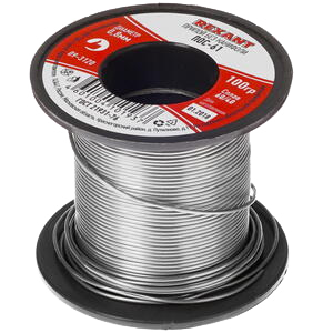 Припой без канифоли ПОС-61 Rexant, катушка, 100 г, 0.8 мм