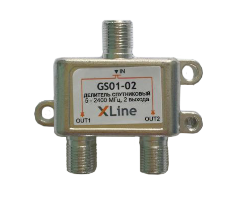 Делитель спутниковый на 2 GS01-02 X-line, 5-2400дБ, прох. питание